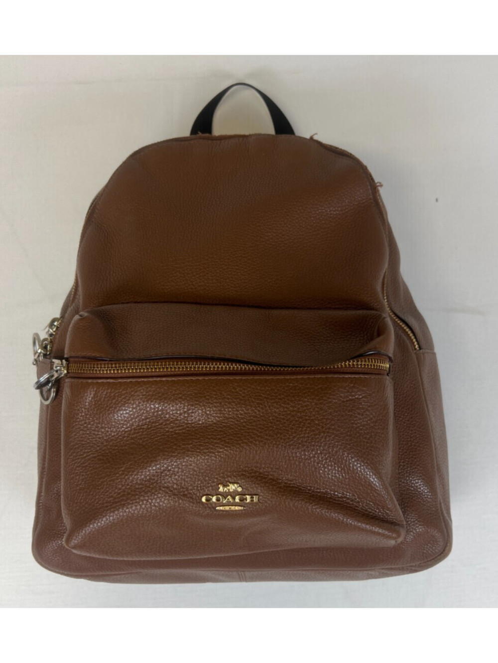Coach Women Medium Backpack Brown Pebbled Leather Travel School Laptop Bag